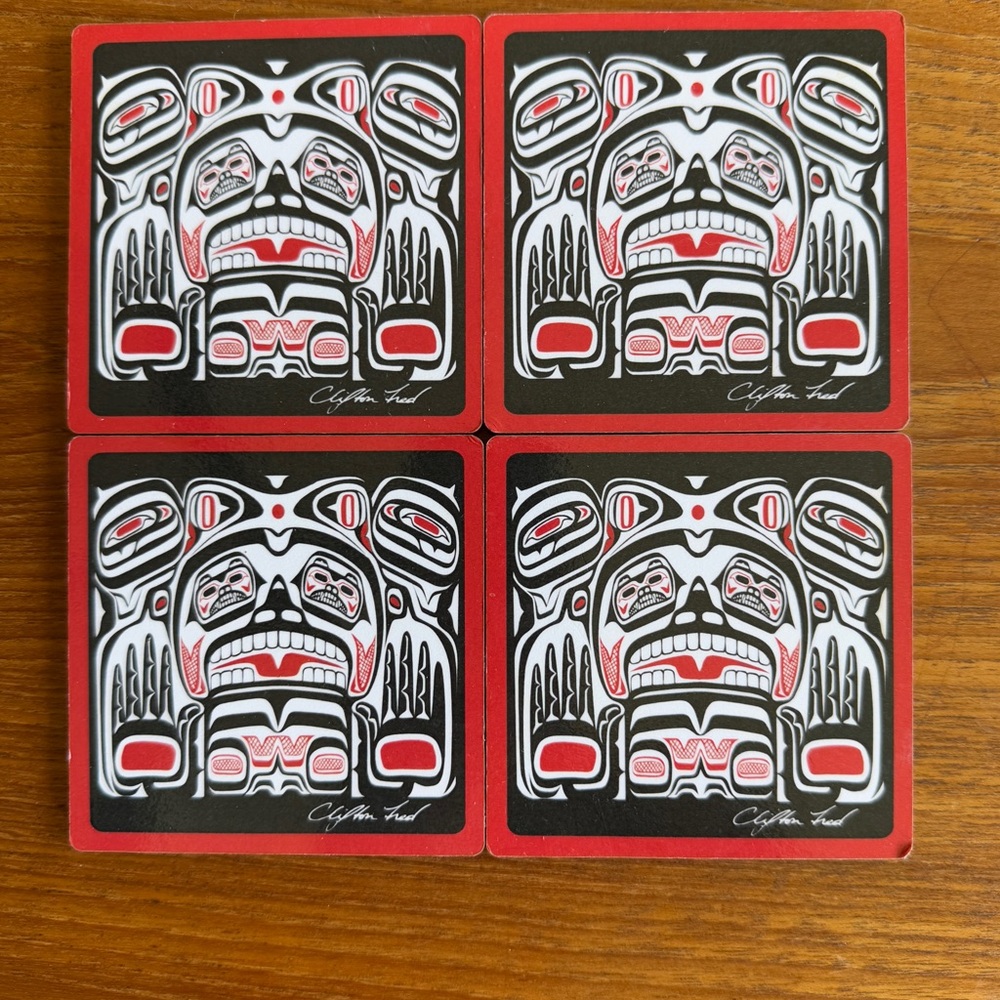 Clifton Fred Bear Box Indigenous Canadian Art Coasters Set of 4